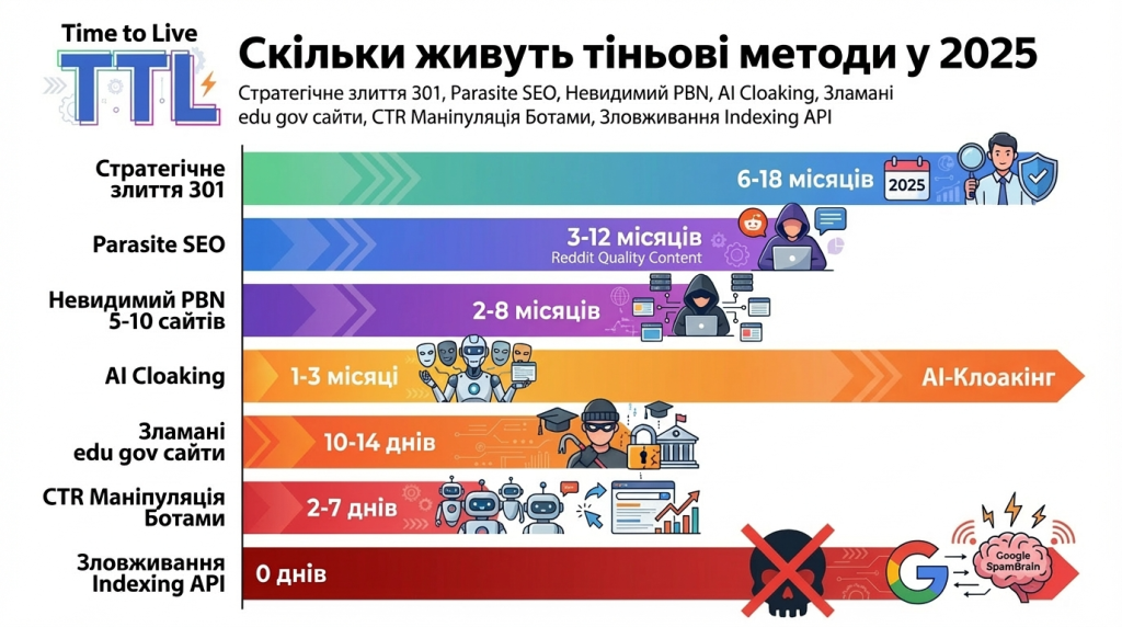 Схема багаторівневої структури Black Hat SEO у вигляді “пирога”